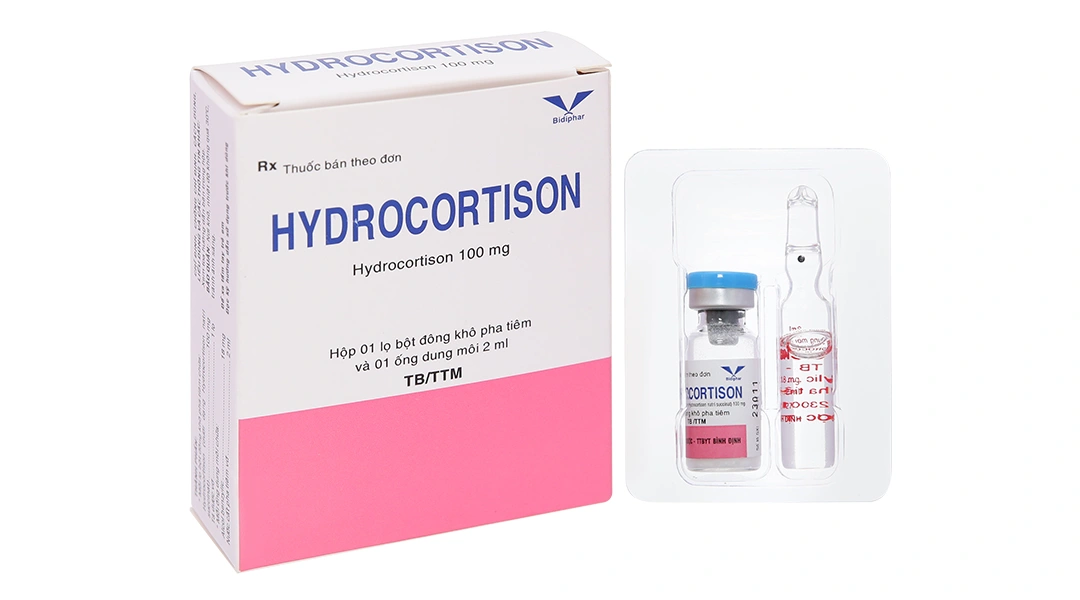 Bột khô pha tiêm Hydrocortison Bidiphar 100mg chống viêm, dị ứng 1 lọ bột + 1 ống 2ml - 
