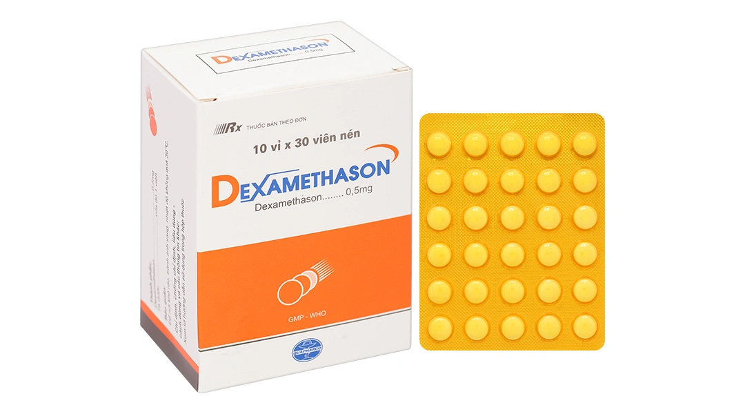 Dexamethason Quapharco 0.5mg trị một số bệnh trong rối loạn nội tiết (10 vỉ x 30 viên) - 