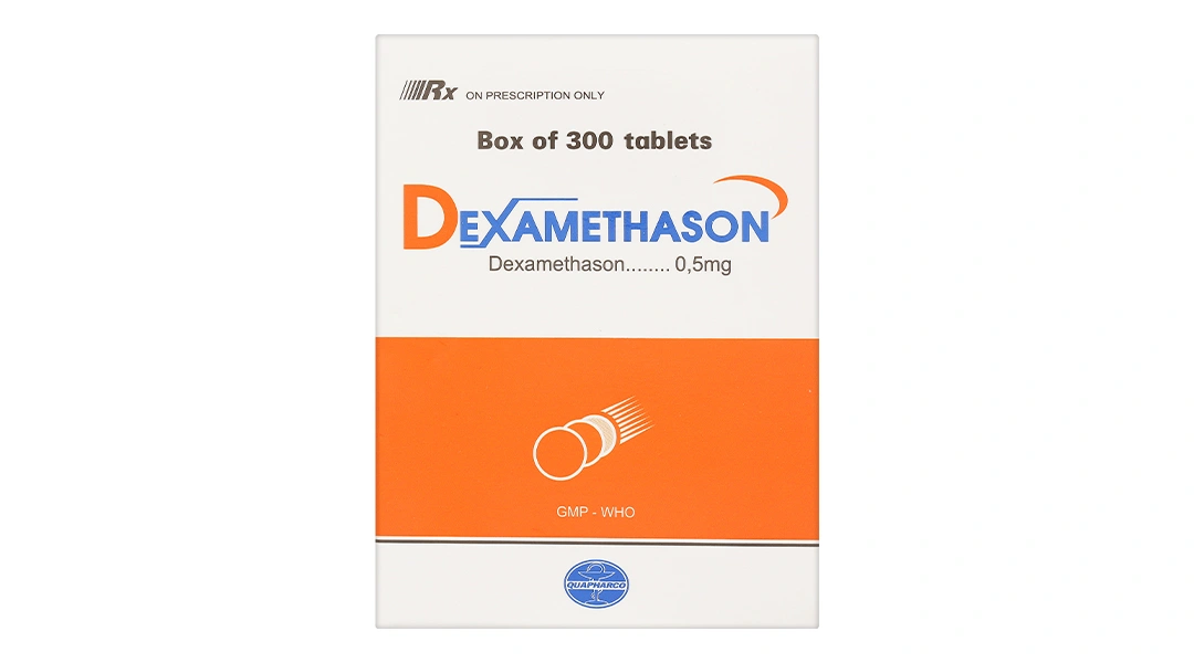 Dexamethason Quapharco 0.5mg trị một số bệnh trong rối loạn nội tiết (10 vỉ x 30 viên) - 1