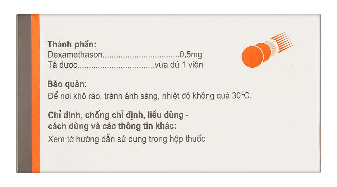 Dexamethason Quapharco 0.5mg trị một số bệnh trong rối loạn nội tiết (10 vỉ x 30 viên) - 3