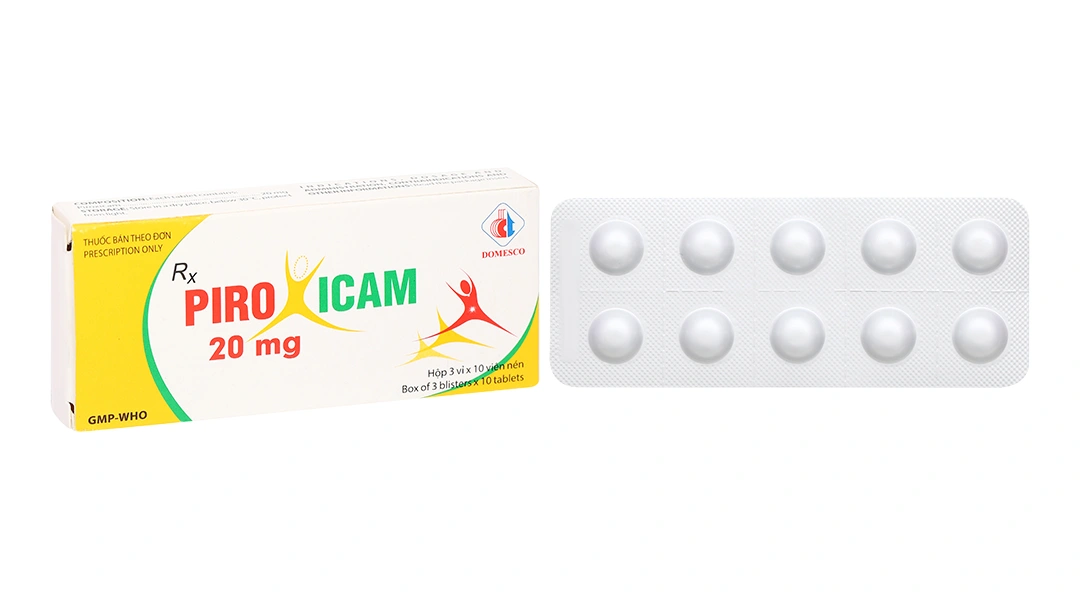 Piroxicam Domesco 20mg giảm triệu chứng của viêm khớp dạng thấp, viêm xương khớp (3 vỉ x 10 viên) - 