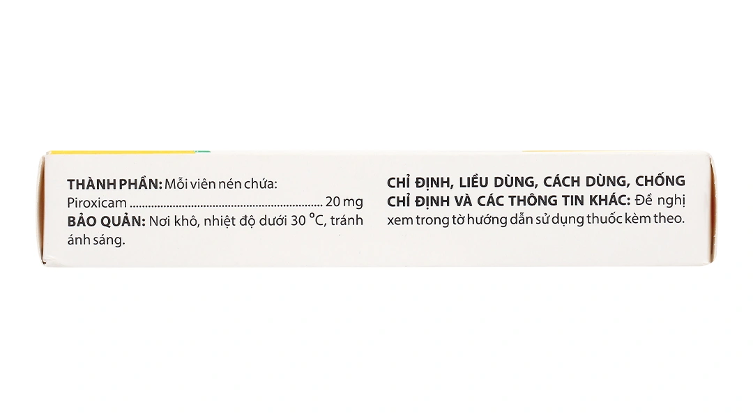 Piroxicam Domesco 20mg giảm triệu chứng của viêm khớp dạng thấp, viêm xương khớp (3 vỉ x 10 viên) - 2