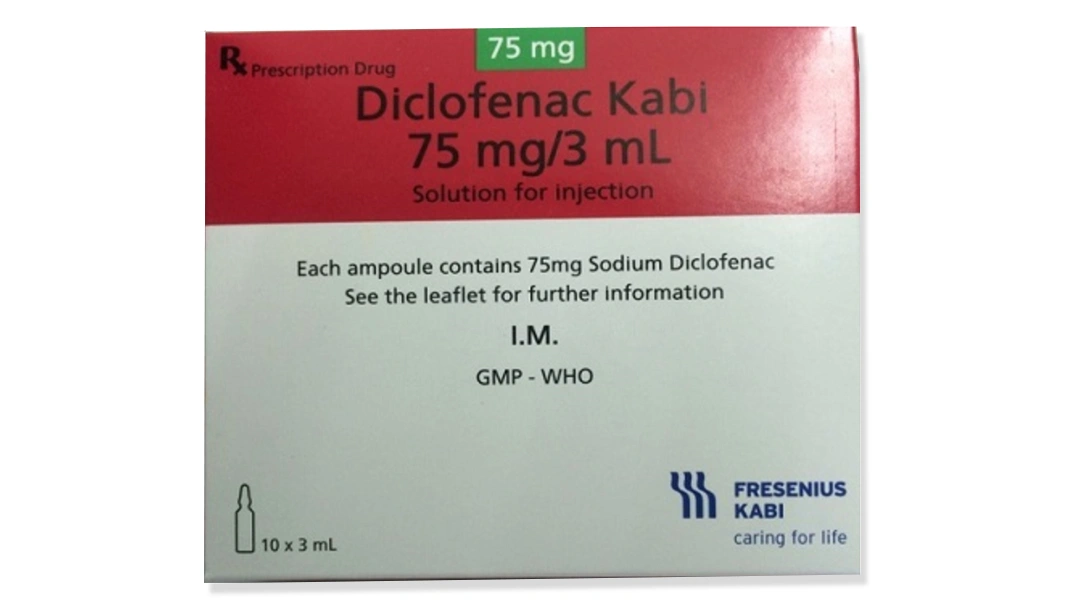 Dung dịch tiêm Diclofenac Kabi 75mg/3ml trị viêm khớp dạng thấp (10 ống x 3ml) - 