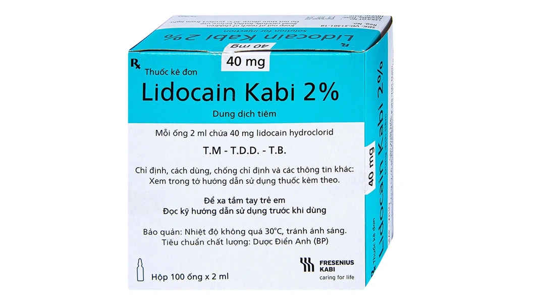 Dung dịch tiêm Lidocain Kabi 2% gây tê làm giảm các triệu chứng đau (100 ống x 2ml) - 