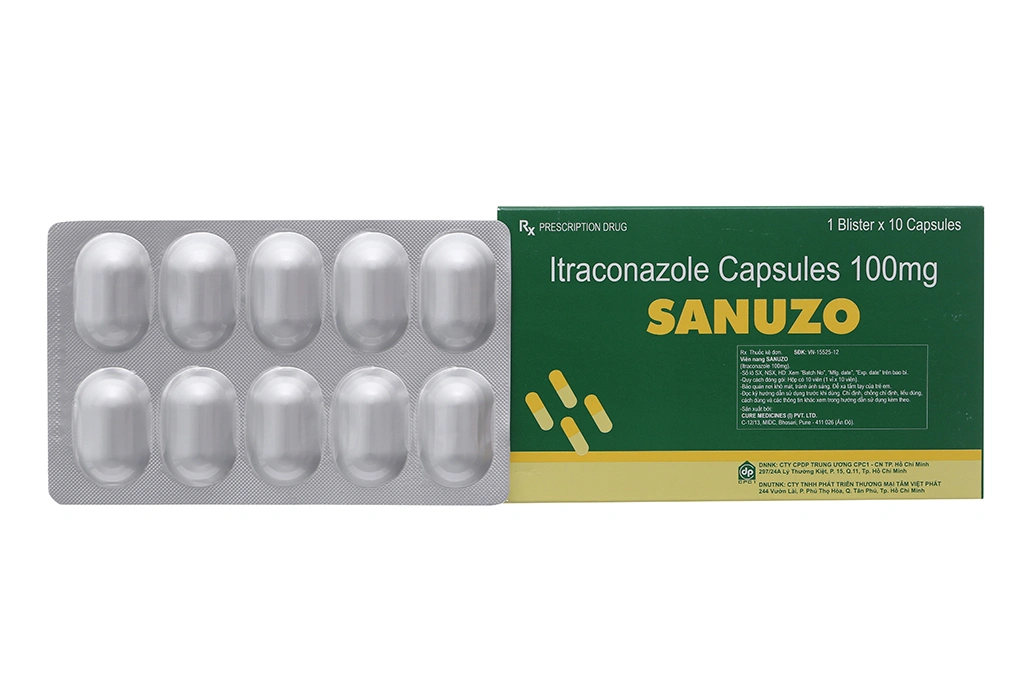 Sanuzo 100mg trị nhiễm nấm (1 vỉ x 10 viên) - 