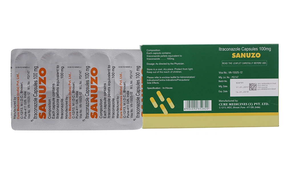 Sanuzo 100mg trị nhiễm nấm (1 vỉ x 10 viên) - 1