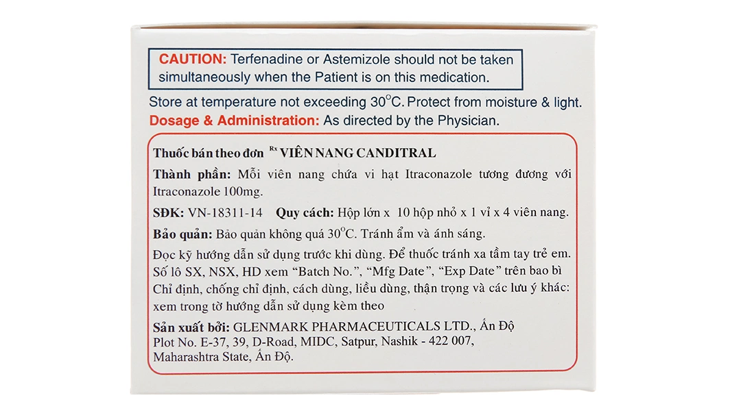 Canditral 100mg trị nhiễm nấm (10 vỉ x 4 viên) - 3