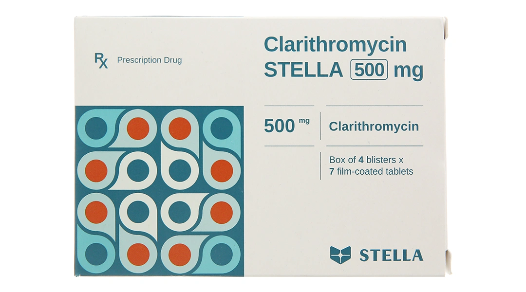 Clarithromycin Stella 500mg trị nhiễm khuẩn (4 vỉ x 7 viên) - 1
