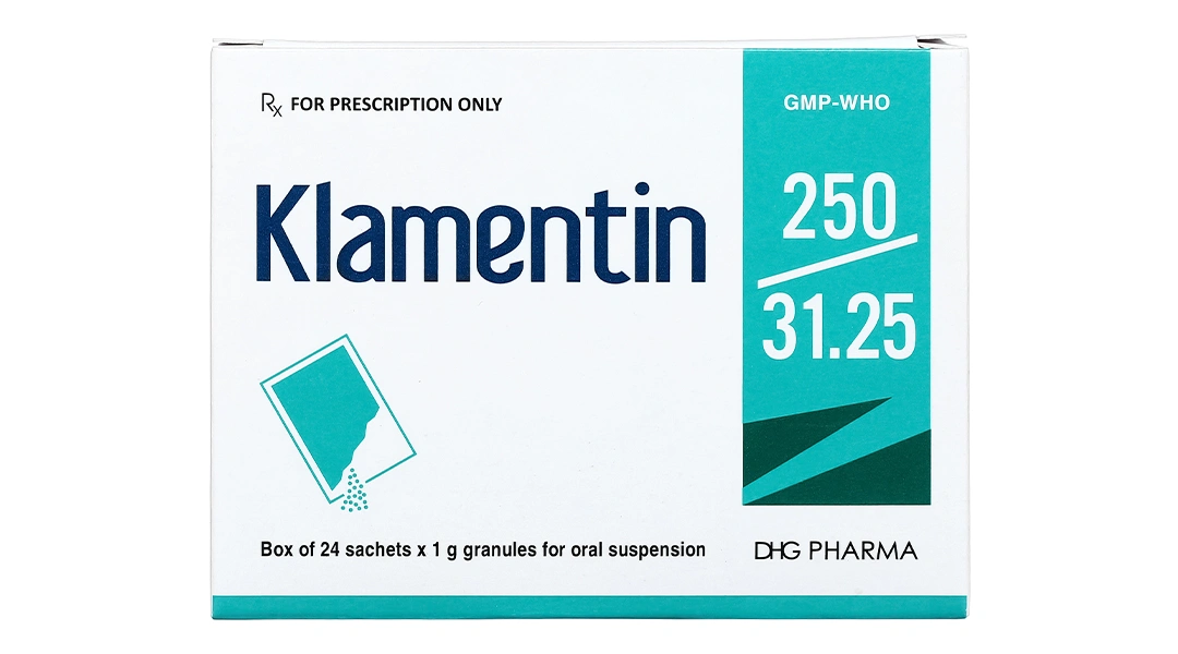Cốm pha hỗn dịch uống Klamentin 250/31.25 trị nhiễm khuẩn (24 gói x 1g) - 1