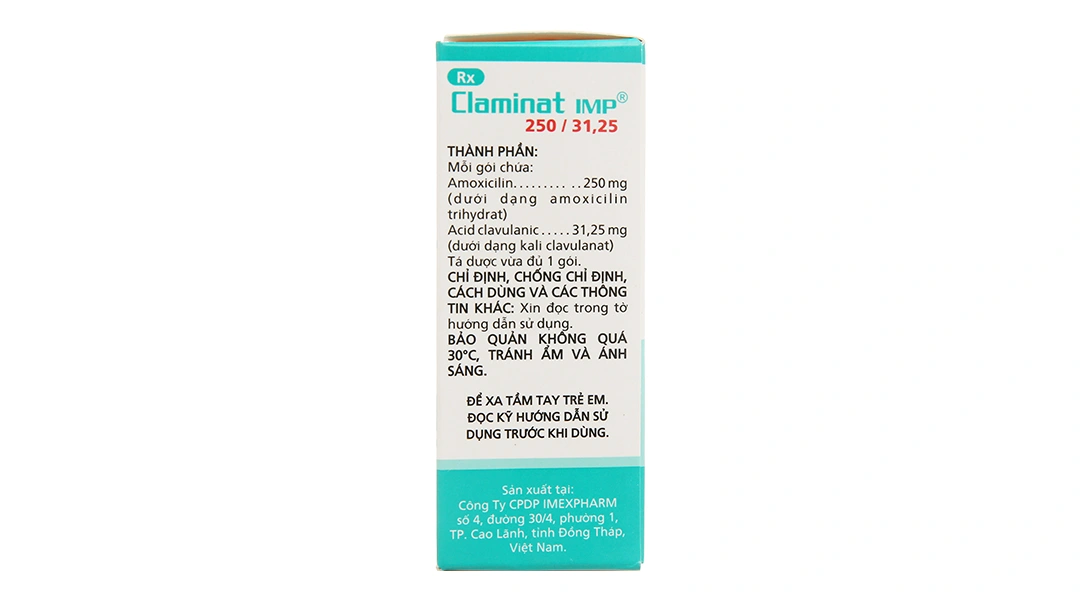 Bột pha hỗn dịch uống Claminat IMP 250/31.25 trị nhiễm khuẩn (12 gói x 1.1g) - 2