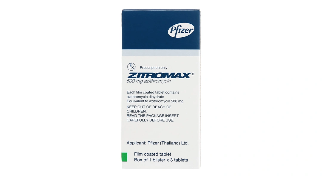 Zitromax 500mg trị nhiễm khuẩn (1 vỉ x 3 viên) - 1