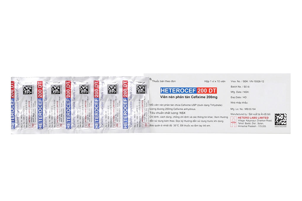 Heterocef 200 DT trị nhiễm khuẩn (1 vỉ x 10 viên) - 1