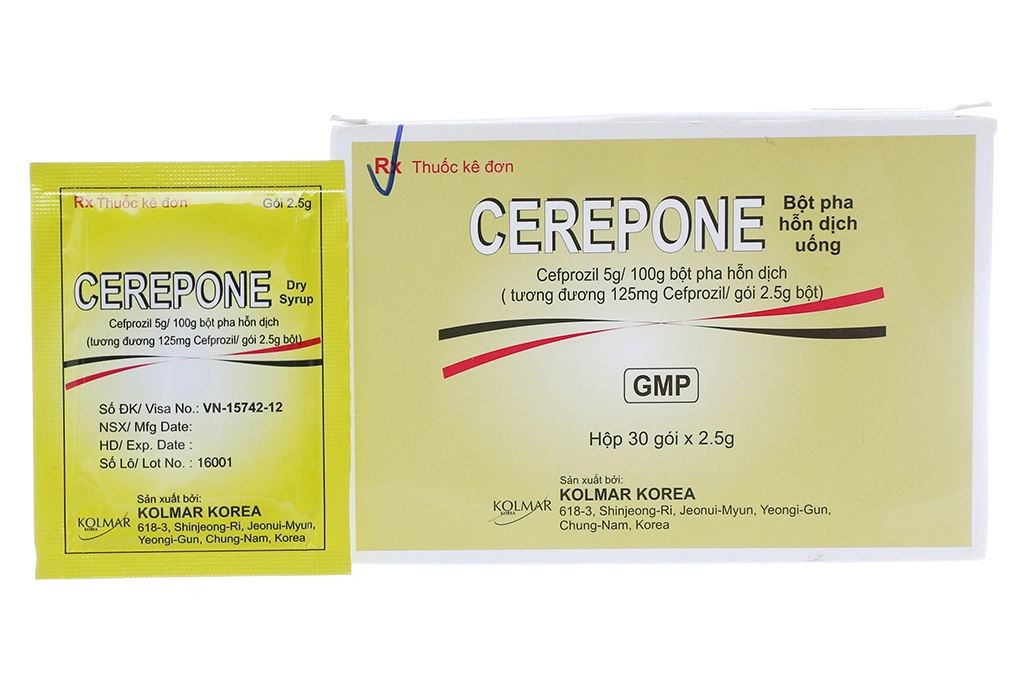 Bột pha hỗn dịch uống Cerepone 125mg trị nhiễm khuẩn (30 gói x 2.5g) - 