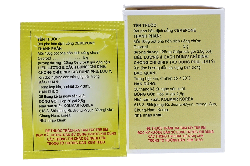 Bột pha hỗn dịch uống Cerepone 125mg trị nhiễm khuẩn (30 gói x 2.5g) - 1