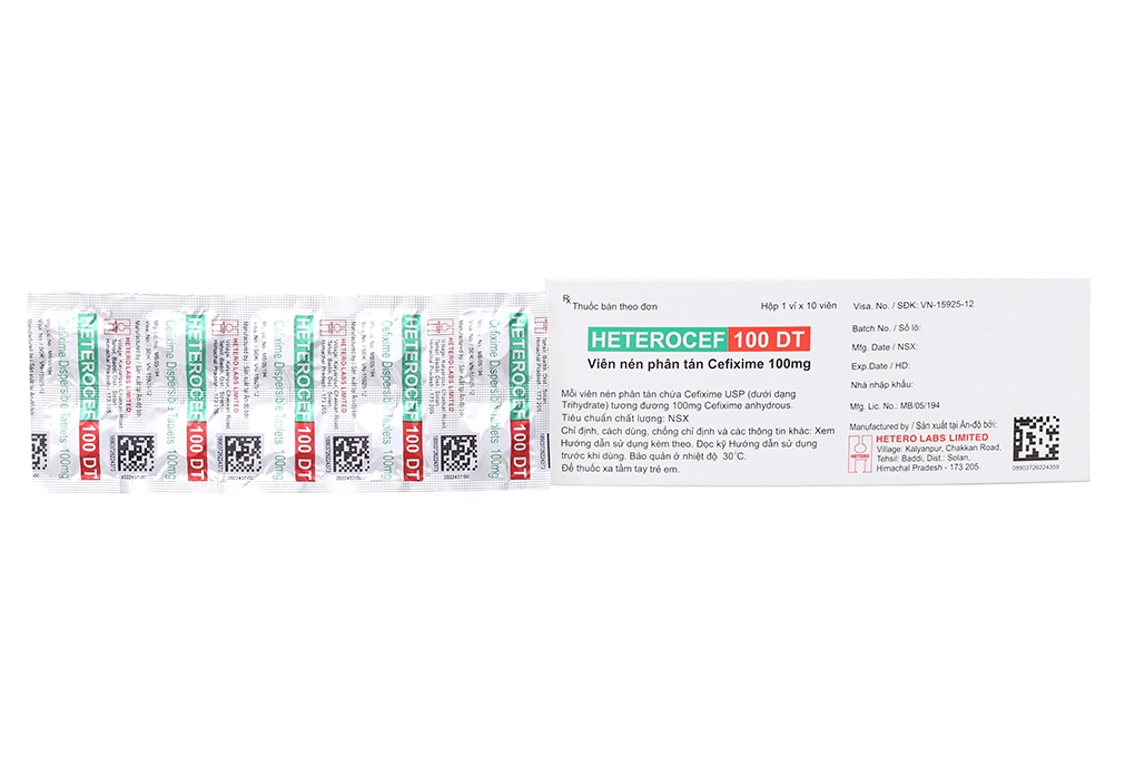 Heterocef 100 DT trị nhiễm khuẩn (1 vỉ x 10 viên) - 1