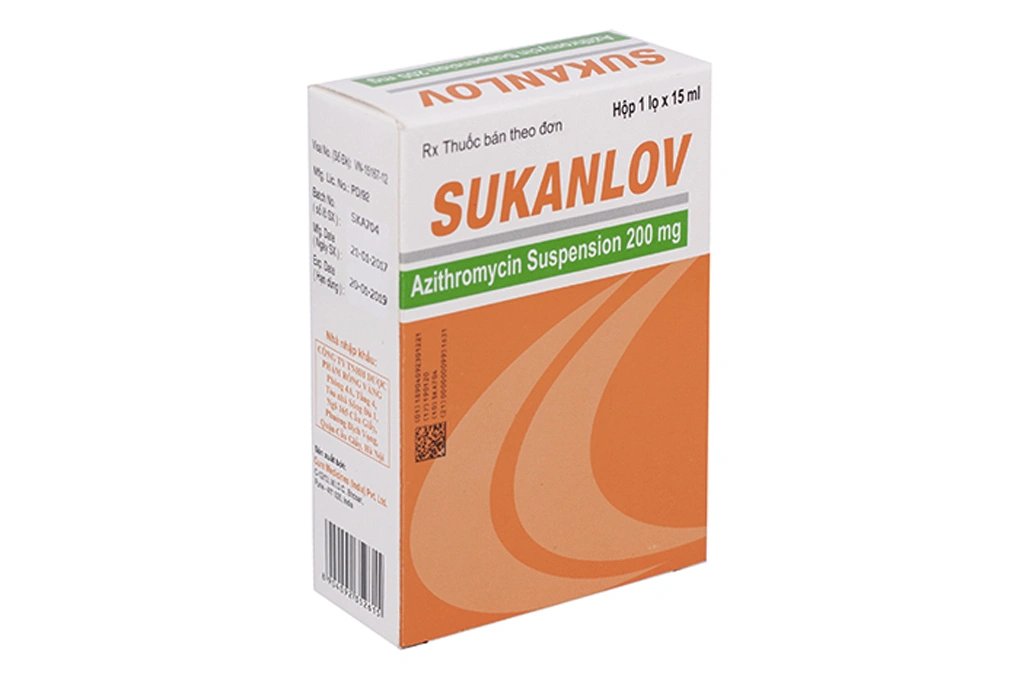 Bột pha hỗn dịch uống Sukanlov 200mg trị nhiễm khuẩn chai 15ml - 