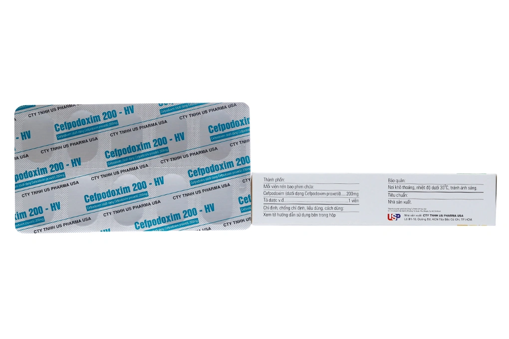 Cefpodoxim 200-HV trị nhiễm khuẩn (3 vỉ x 10 viên) - 1