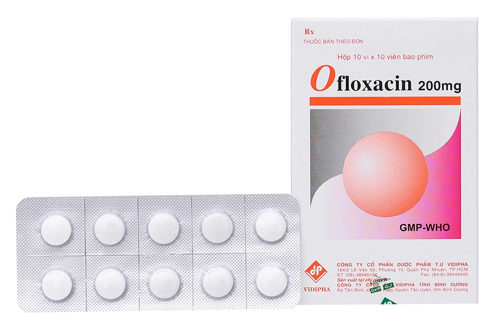 Ofloxacin Vidipha 200mg trị nhiễm khuẩn (10 vỉ x 10 viên) - 