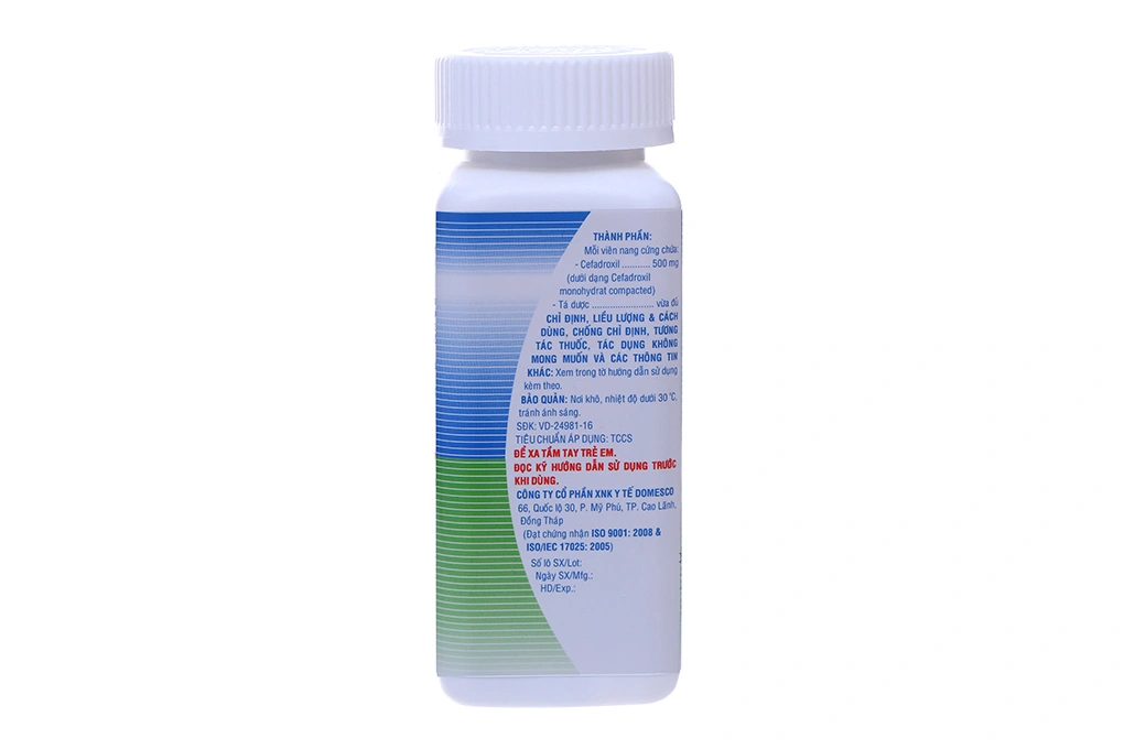Cefadroxil Domesco 500mg trị nhiễm khuẩn thể nhẹ và trung bình chai 100 viên - 1