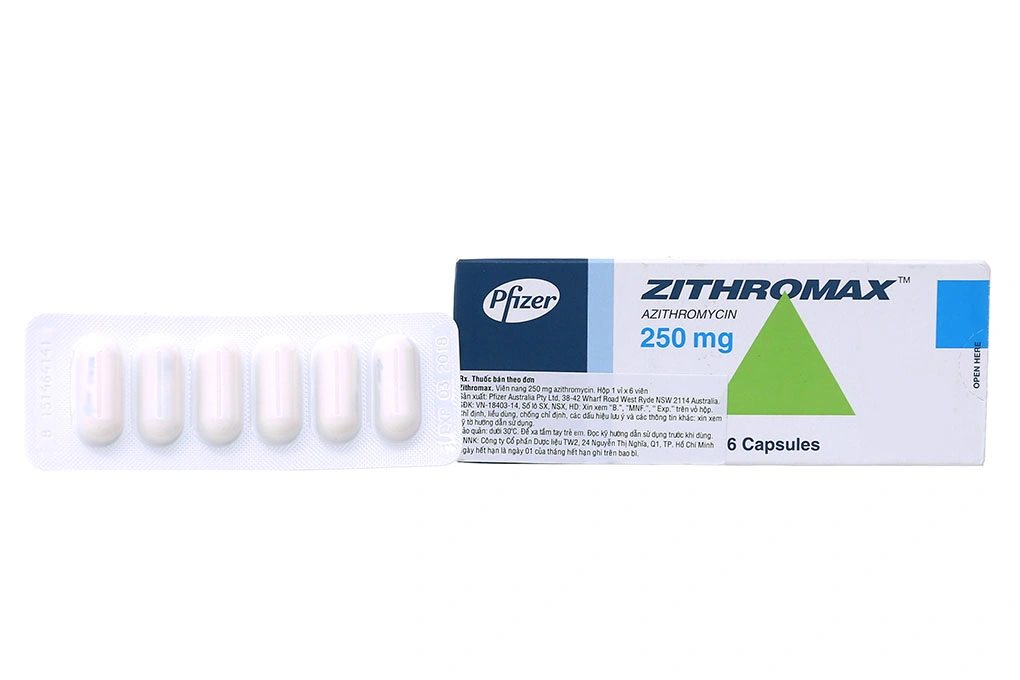 Zithromax 250mg trị nhiễm khuẩn (1 vỉ x 6 viên) - 