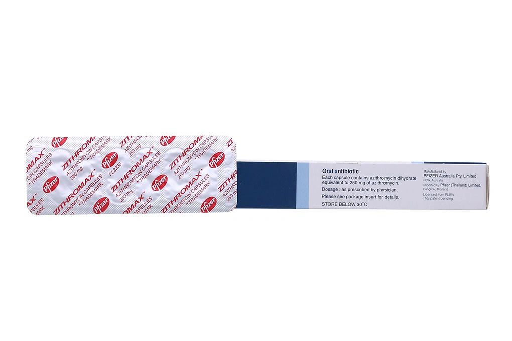 Zithromax 250mg trị nhiễm khuẩn (1 vỉ x 6 viên) - 1