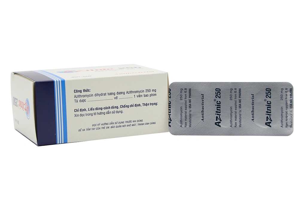 Azitnic 250 trị nhiễm khuẩn (10 vỉ x 3 viên) - 1