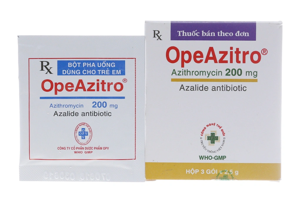 Bột pha hỗn dịch uống OpeAzitro 200mg trị nhiễm khuẩn (3 gói x 2.5g) - 
