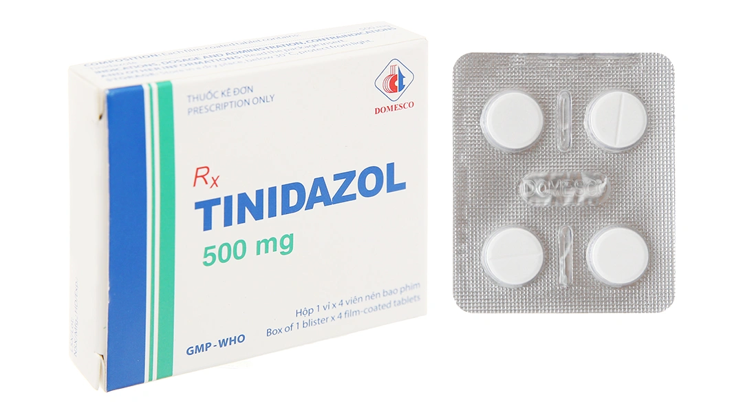 Tinidazol Domesco 500mg dự phòng và trị nhiễm khuẩn (1 vỉ x 4 viên) - 