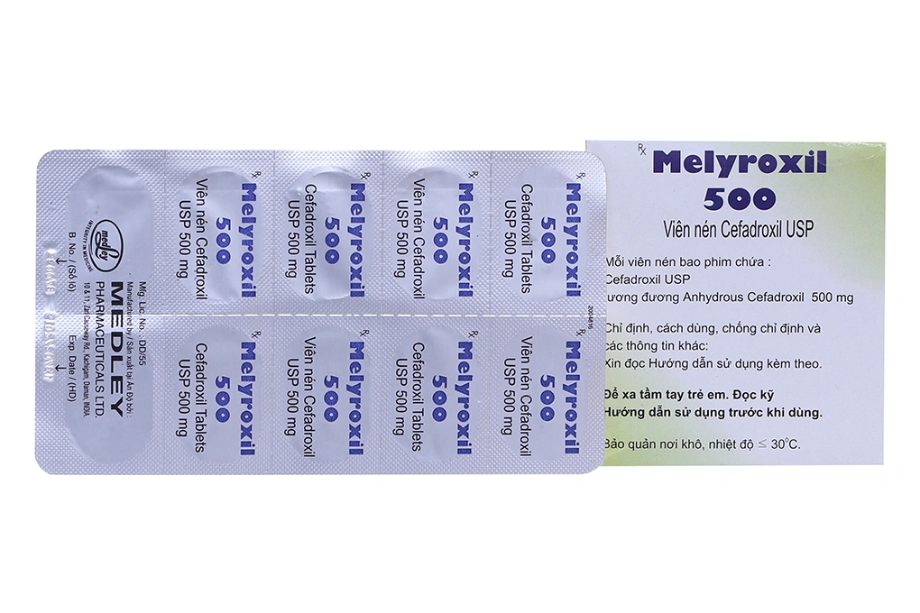 Melyroxil 500 trị nhiễm khuẩn thể nhẹ và trung bình (10 vỉ x 10 viên) - 1