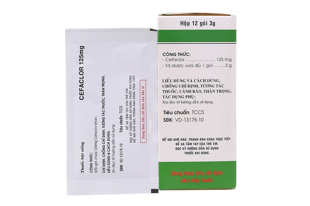 Thuốc bột Cefaclor Mebiphar 125mg trị các nhiễm khuẩn đường hô hấp (12 gói x 3g) - 1