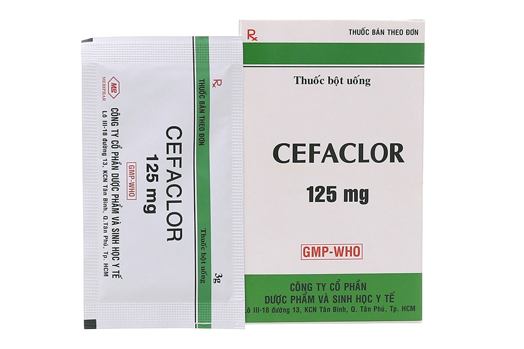 Thuốc bột Cefaclor Mebiphar 125mg trị các nhiễm khuẩn đường hô hấp (12 gói x 3g) - 