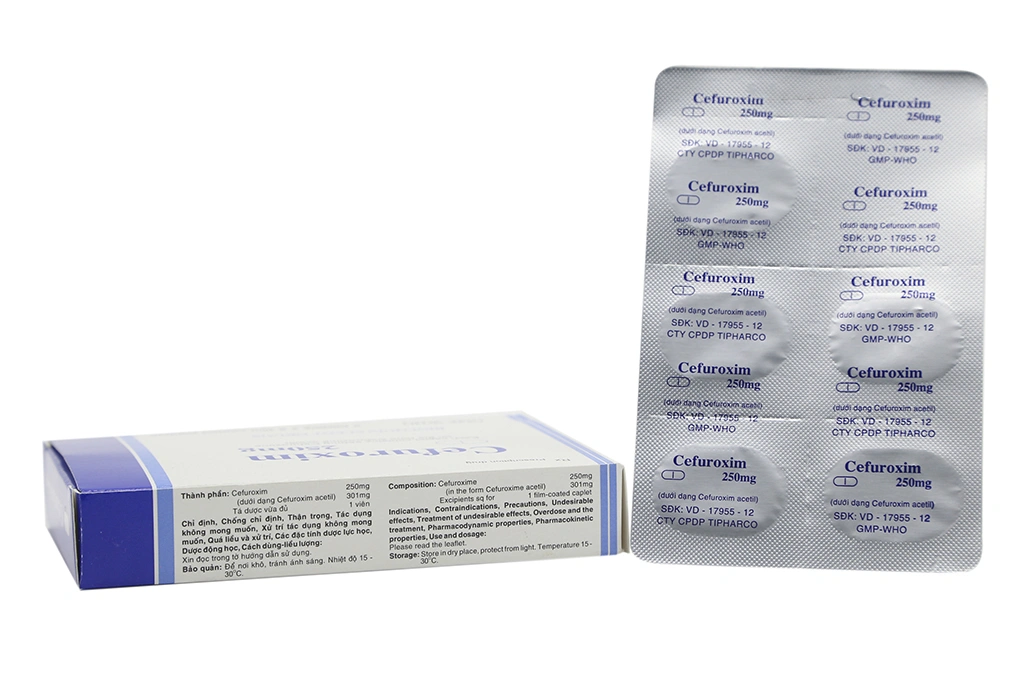 Cefuroxim Tipharco 250mg trị nhiễm khuẩn (2 vỉ x 5 viên) - 1