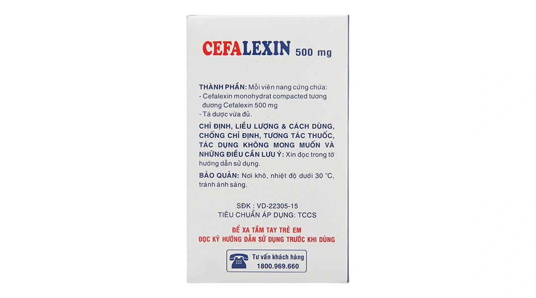Cefalexin Domesco 500mg trị nhiễm khuẩn (10 vỉ x 10 viên) - 2