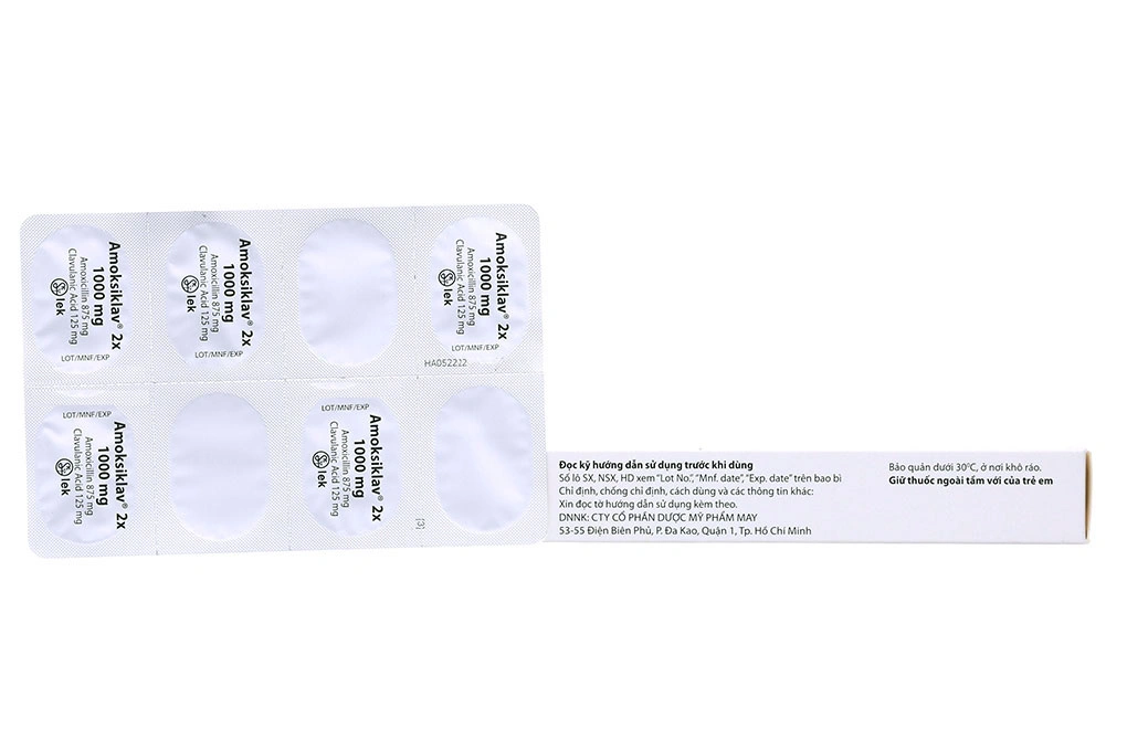 Amoksiklav 2x 1000mg trị nhiễm khuẩn (2 vỉ x 5 viên) - 1