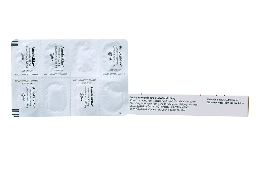 Amoksiklav 625mg trị nhiễm khuẩn (2 vỉ x 5 viên) - 1