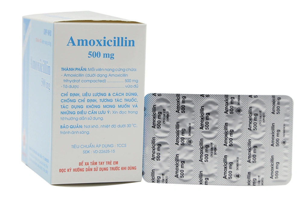 Amoxicillin Domesco 500mg trị nhiễm khuẩn (10 vỉ x 10 viên) - 1
