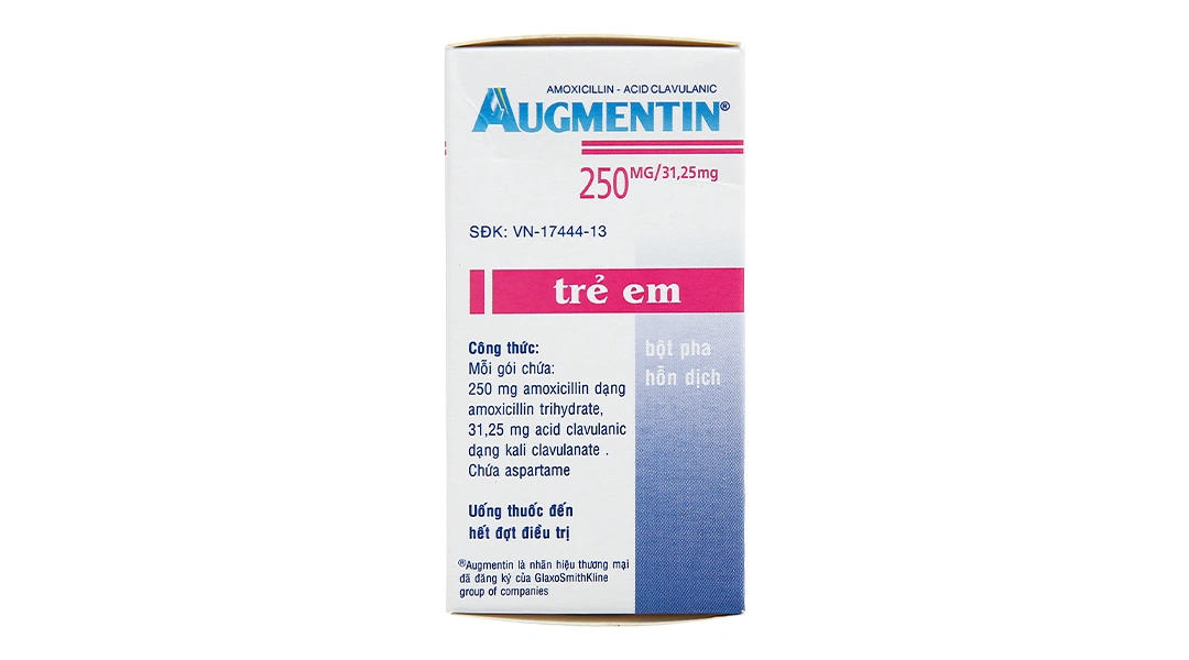 Bột pha hỗn dịch uống Augmentin GSK 250mg/31.25mg điều trị nhiễm khuẩn hộp 12 gói - 2