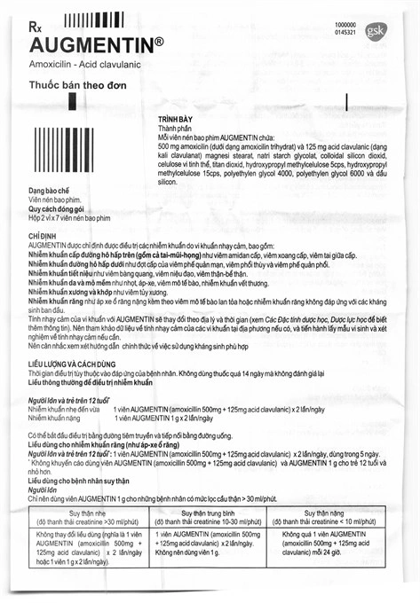 Augmentin 625mg trị nhiễm khuẩn do vi khuẩn nhạy cảm (2 vỉ x 7 viên) - 4