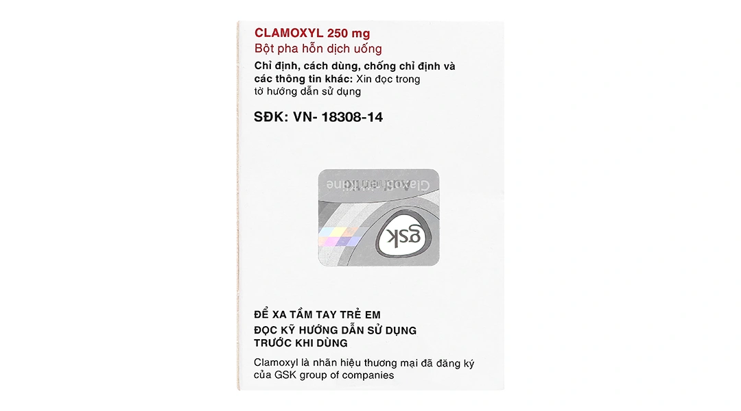 Bột pha hỗn dịch uống Clamoxyl 250 trị nhiễm khuẩn hộp 12 gói - 2