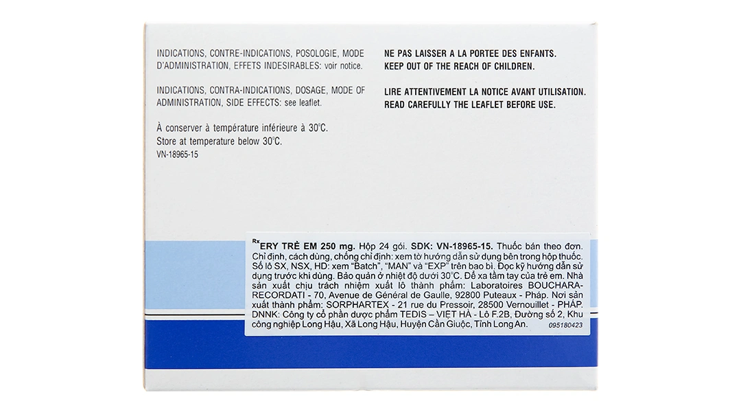 Thuốc bột Ery Children 250mg trị nhiễm khuẩn (24 gói x 2.375g) - 1