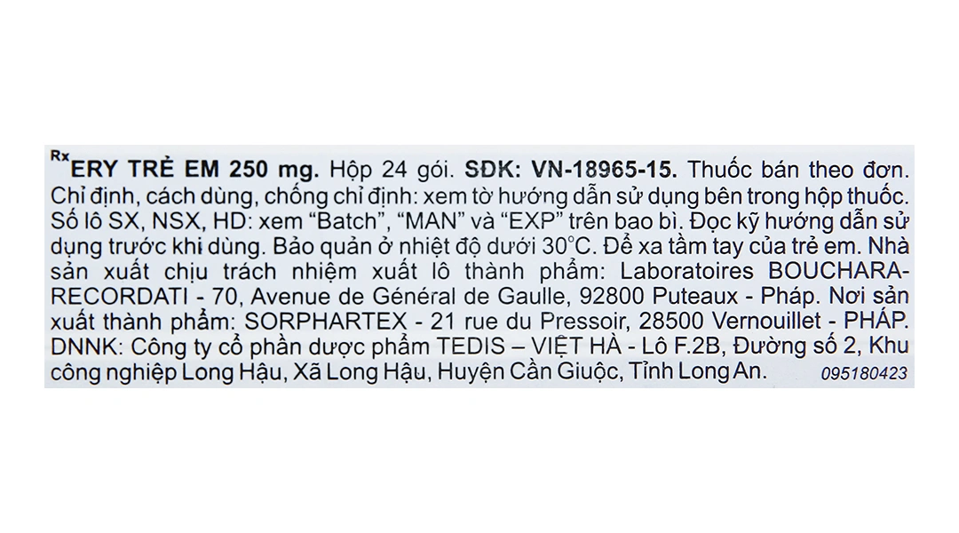 Thuốc bột Ery Children 250mg trị nhiễm khuẩn (24 gói x 2.375g) - 4