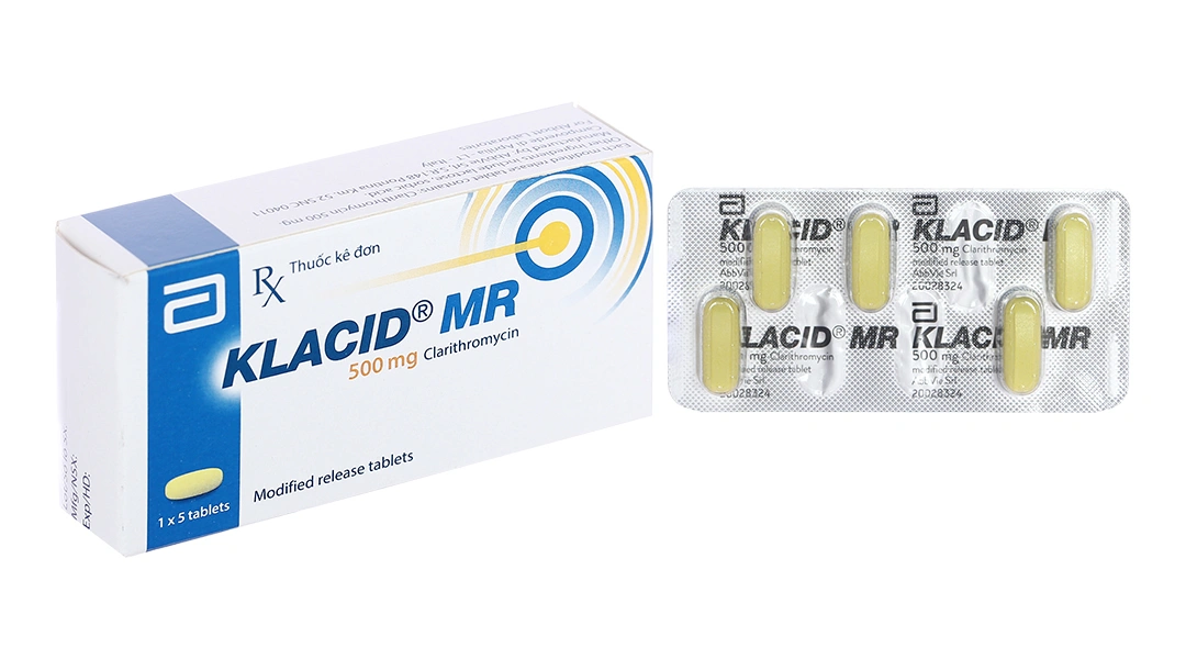 Klacid MR 500mg trị các nhiễm khuẩn do vi khuẩn nhạy cảm (1 vỉ x 5 viên) - 