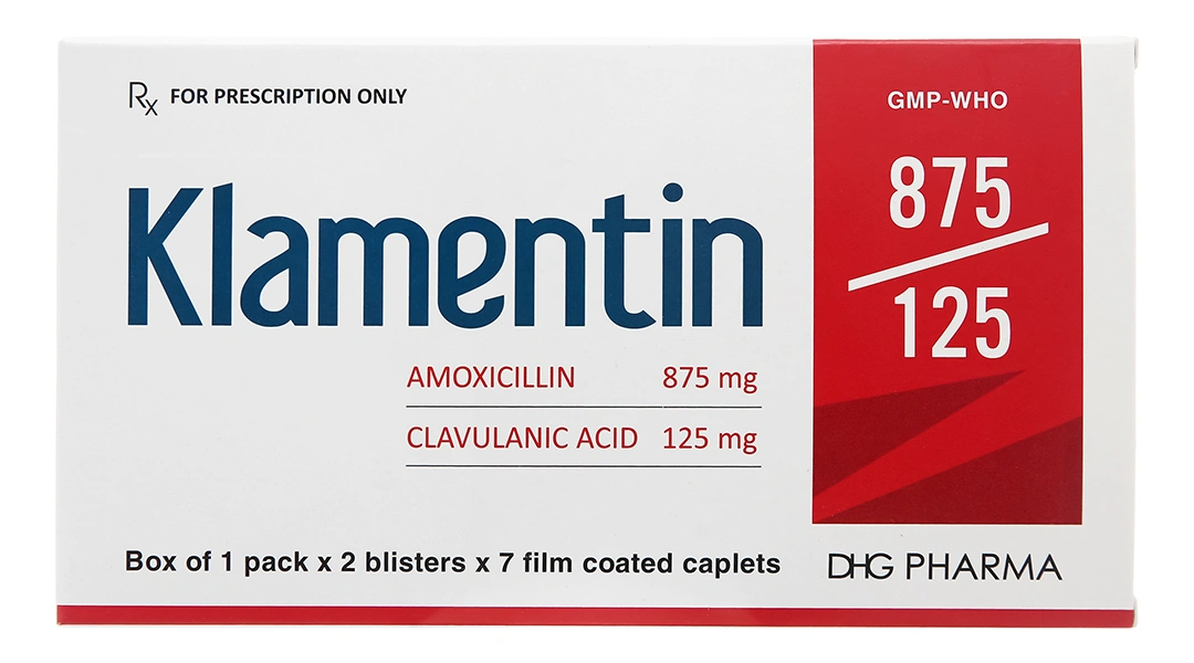 Klamentin 875/125 trị nhiễm khuẩn đường hô hấp trên và dưới (2 vỉ x 7 viên) - 1