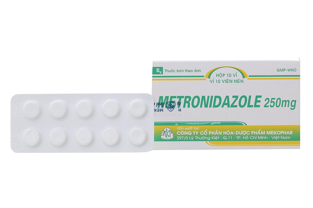 Metronidazole Mekophar 250mg trị nhiễm khuẩn (10 vỉ x 10 viên) - 