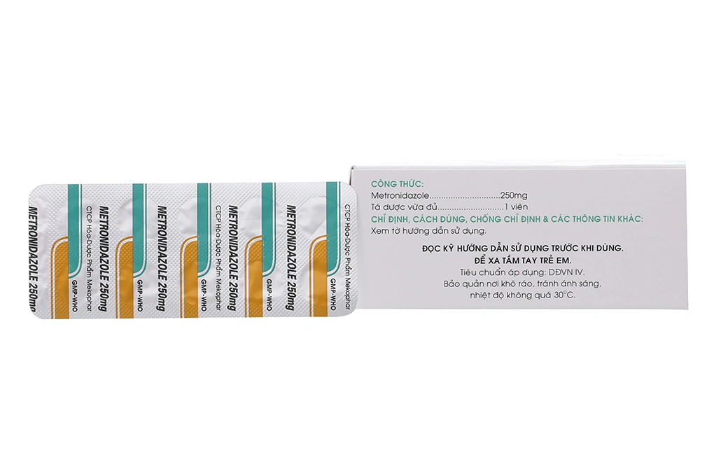 Metronidazole Mekophar 250mg trị nhiễm khuẩn (10 vỉ x 10 viên) - 1