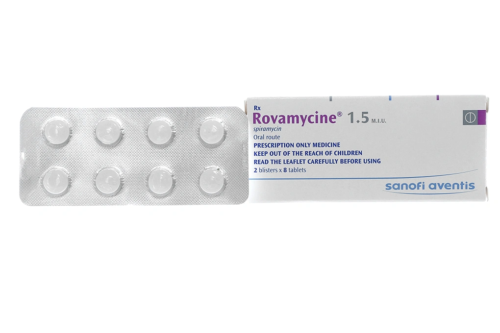 Rovamycine 1.5MIU trị nhiễm khuẩn (2 vỉ x 8 viên) - 