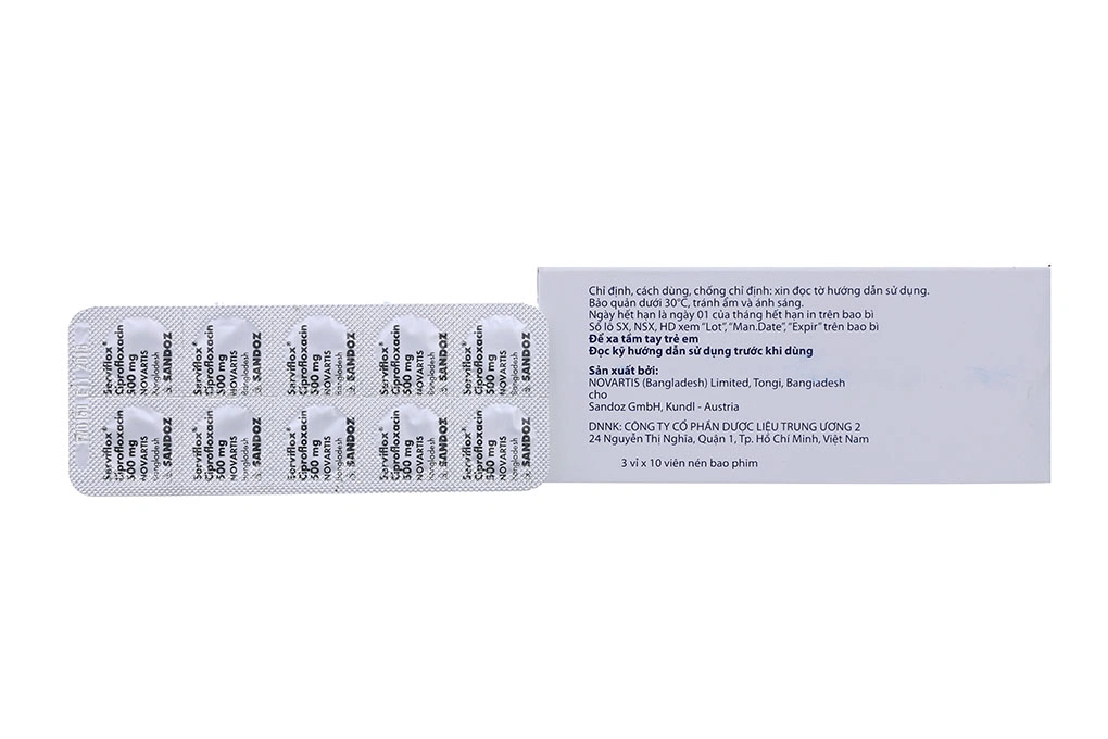 Serviflox 500 trị nhiễm khuẩn (3 vỉ x 10 viên) - 1