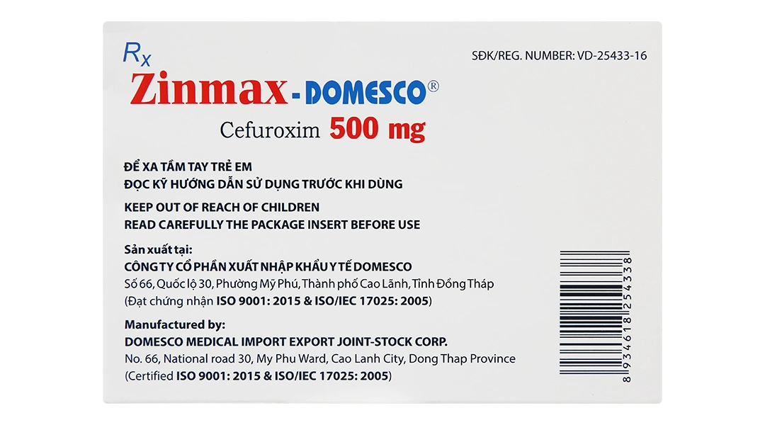Zinmax-Domesco 500mg trị nhiễm khuẩn đường hô hấp (2 vỉ x 5 viên) - 1