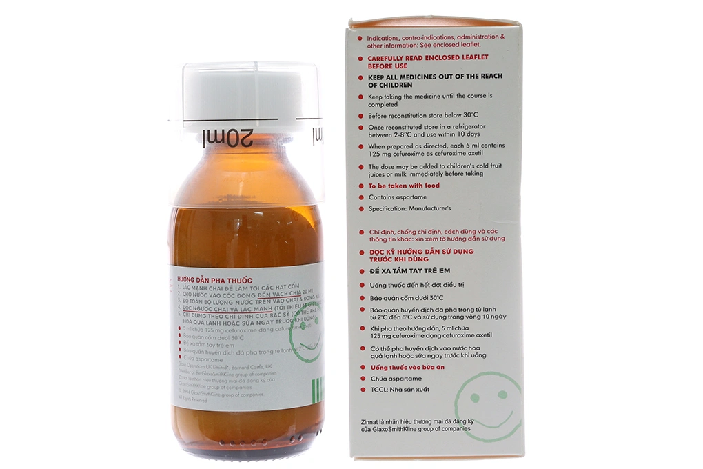 Cốm pha hỗn dịch uống Zinnat Suspension 125mg trị nhiễm khuẩn lọ để pha 50ml - 1