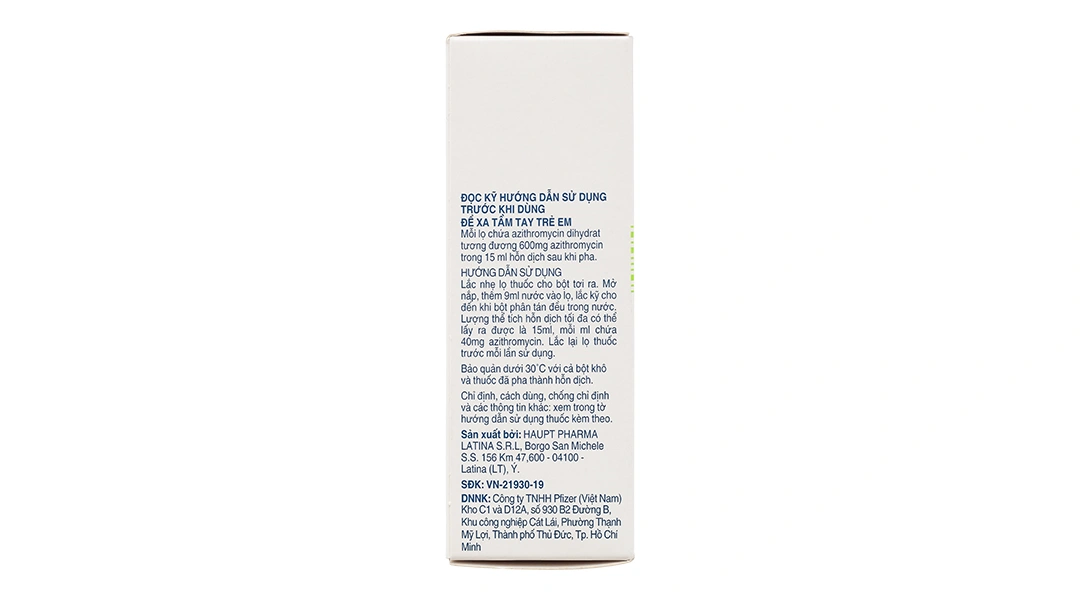 Bột pha hỗn dịch uống Zitromax 200mg/5ml trị nhiễm khuẩn lọ 600mg/15ml - 4